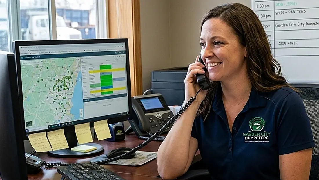 Sara on dispatch, routing a delivery from the office